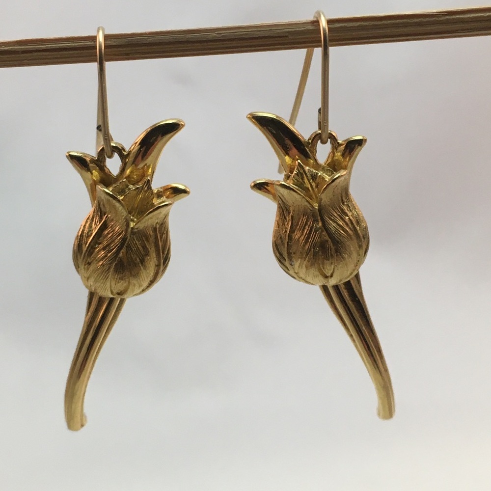 Monet Gold-tone Tulip Drop Earrings